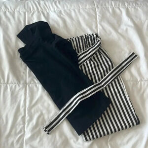 Amazon Girls 3pcs Clothing Set Matching Headband & Belt - Black & White Size 5-6